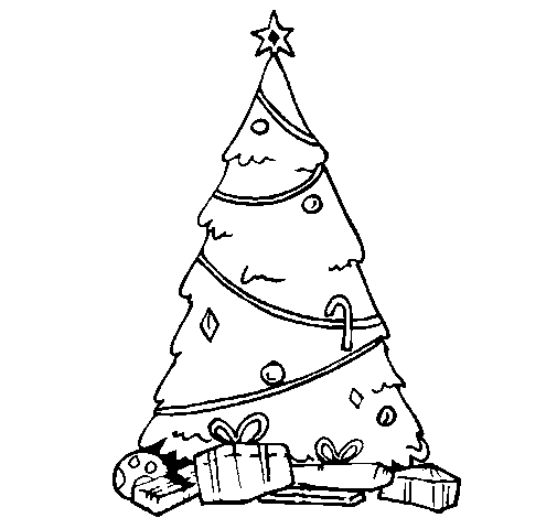 Disegno di Abete con decorazioni natalizie  da Colorare
