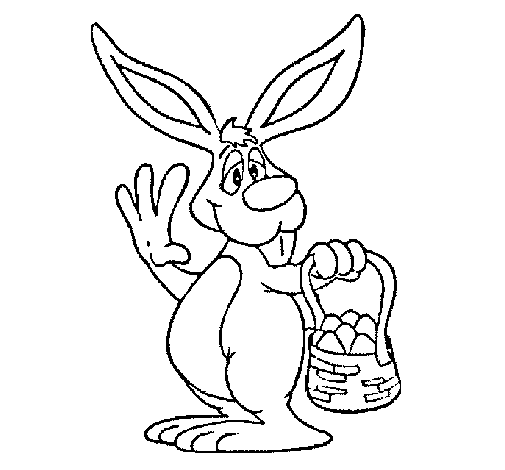 Disegno di Coniglio con la cesta  da Colorare