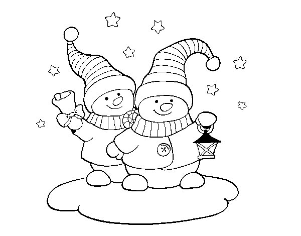 Disegno di Due dambole natalizie da Colorare