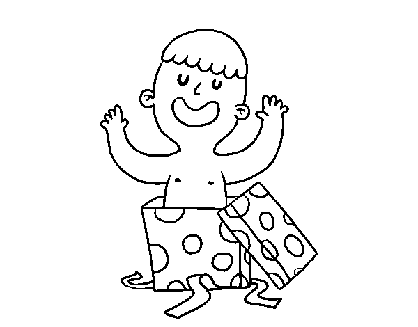 Disegno di Enfant jouant avec une boîte-cadeau da Colorare