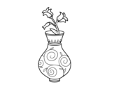 Disegno di Fiore di convolvoli in un vaso da colorare