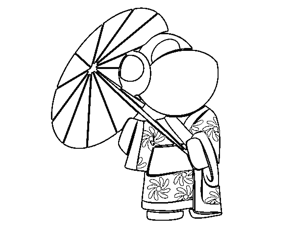 Disegno di Geisha con ombrello da Colorare