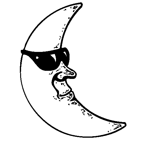 Disegno di Luna con gli occhiali da sole  da Colorare