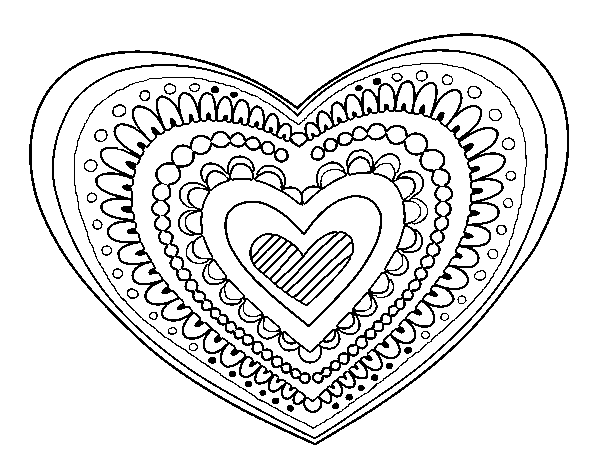 Disegno di Mandala cuore da Colorare