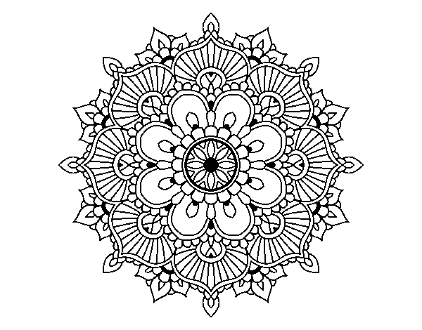 Disegno di Mandala flash florale da Colorare