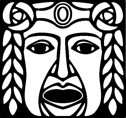 Disegno di Maschera Maya da Colorare