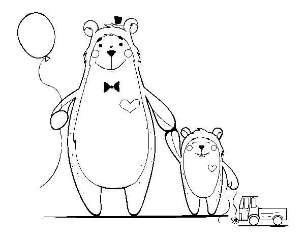 Disegno di Orso e orsacchiotto da Colorare