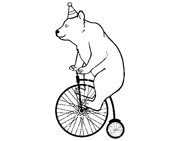 Disegno di Orso in bicicletta da Colorare