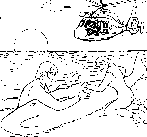 Disegno di Salvataggio di una balena da Colorare