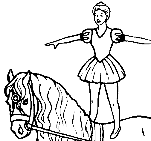 Disegno di Trapezista in groppa al cavallo da Colorare