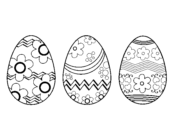 Disegno di Tre uovo di Pasqua da Colorare