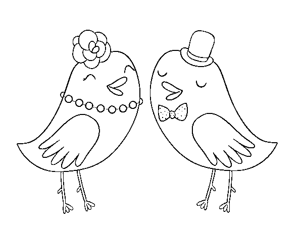 Disegno di Uccelli nuziali da Colorare