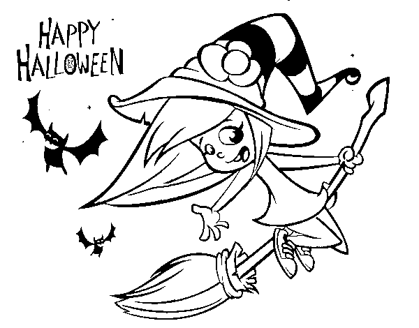 Disegno di Una strega di Halloween da Colorare