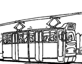 Disegno Tram con passeggeri  pitturato su chiara