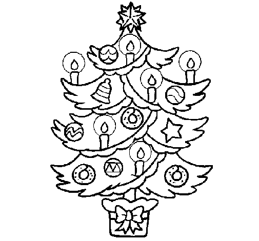 Disegno di Albero di Natale con le candeline da Colorare