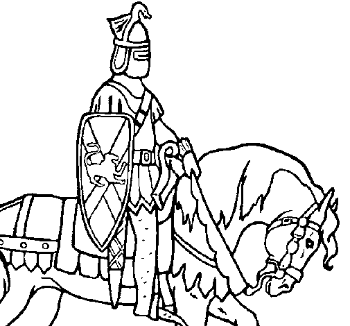 Disegno di Cavaliere a cavallo da Colorare