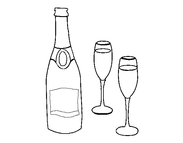 Disegno di Champagne e bicchieri da Colorare