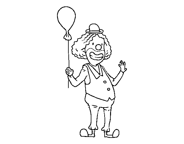 Disegno di  Clown e  palloncino da Colorare