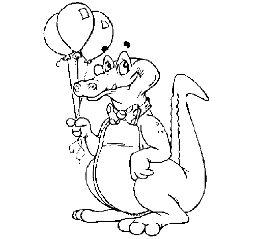 Disegno di Coccodrillo con dei palloncini  da Colorare