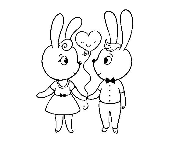 Disegno di Coniglietti innamorati da Colorare