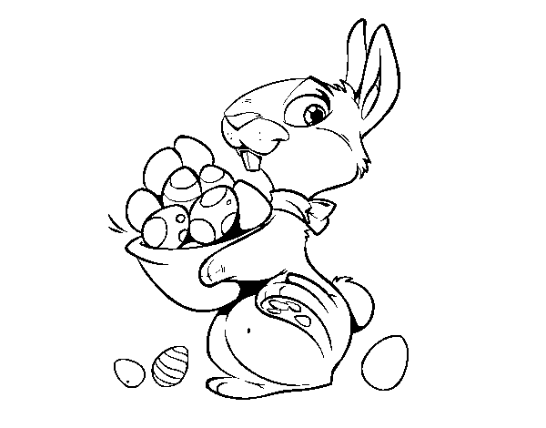Disegno di Coniglietto con uovo di Pasqua da Colorare