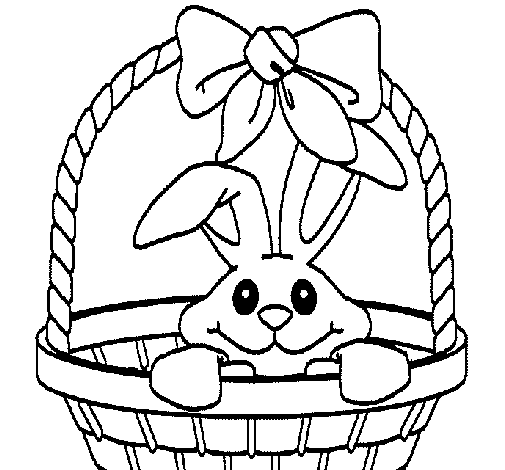 Disegno di Coniglietto nella cesta  da Colorare