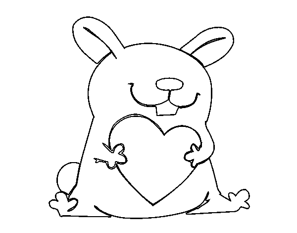 Disegno di Coniglio con cuore da Colorare