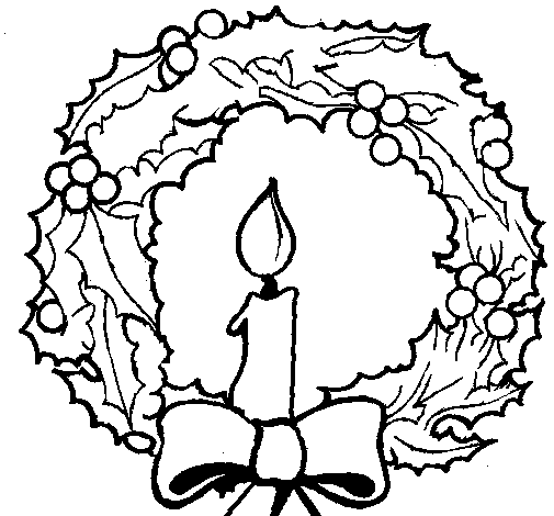 Disegno di Corona augurale con una candela da Colorare