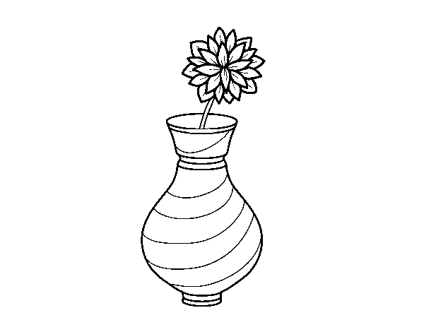 Disegno di Crisantemo in un vaso da Colorare