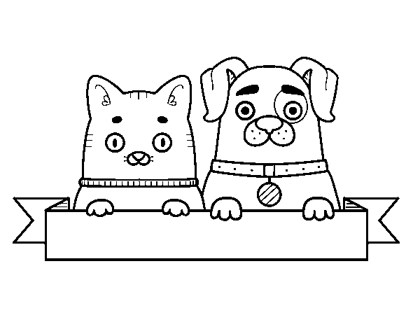 Disegno di Cucciolo e gattino da Colorare