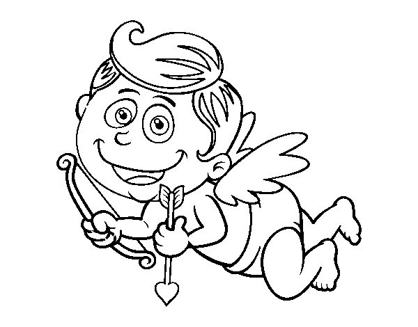 Disegno di Cupido contento da Colorare