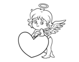 Dibujo de Cupido e un cuore