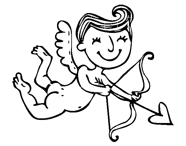 Disegno di Cupido felice con freccia da Colorare
