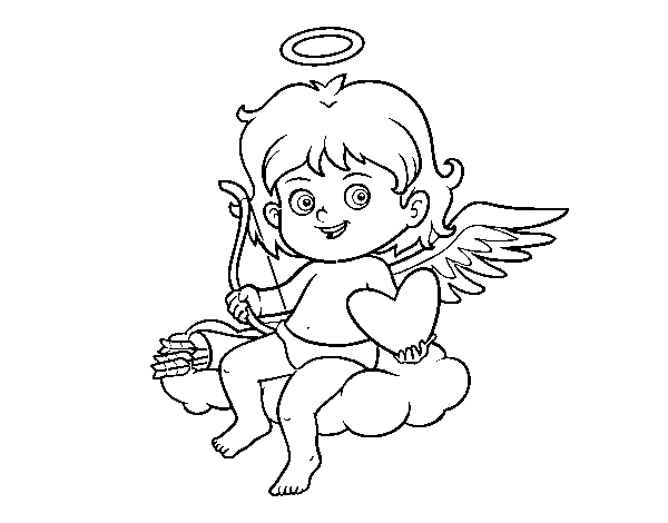 Disegno di Cupido su una nuvola da Colorare