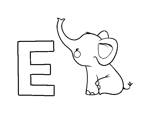 Disegno di E di Elefante da Colorare