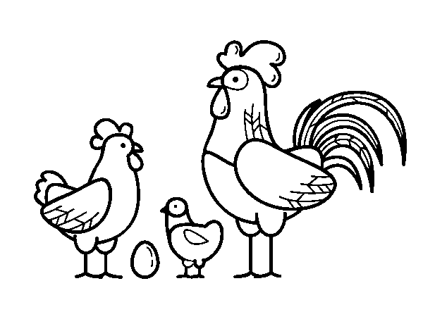 Disegno di Famiglia gallina da Colorare