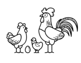 Disegno di Famiglia gallina da colorare