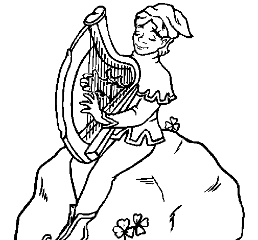 Disegno di Folletto che suona l'arpa  da Colorare