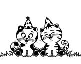 Disegno di Gatti di compleanno da colorare