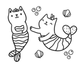 Disegno di Gatti sirena da colorare