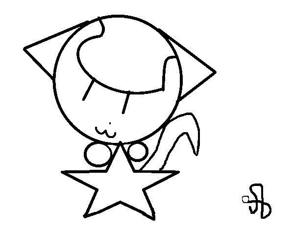 Disegno di Gatto su una stella da Colorare