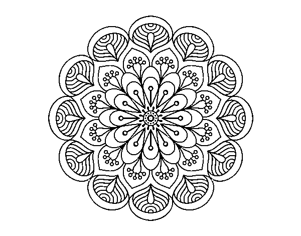 Disegno di Mandala fiore e fogli da Colorare