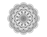 Disegno di Mandala fiore e fogli da colorare