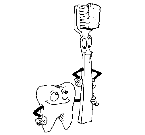 Disegno di Molare e spazzolino da denti da Colorare