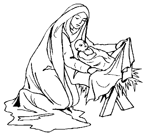 Disegno di Nascita di Gesù Bambino da Colorare