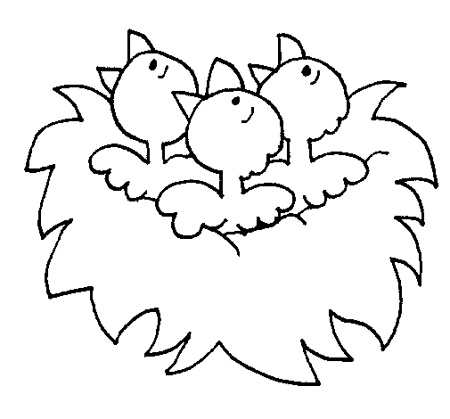 Disegno di Nido con gli uccellini  da Colorare