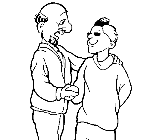 Disegno di Padre e figlio si stringono la mano da Colorare
