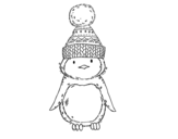 Disegno di Pinguino con cappello di inverno da colorare