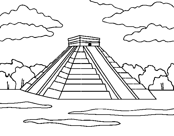 Disegno di Piramide di Chichén Itzá da Colorare