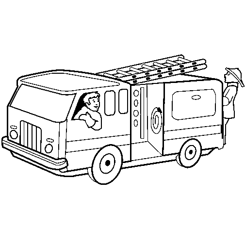 Disegno di Pompieri sul camion  da Colorare
